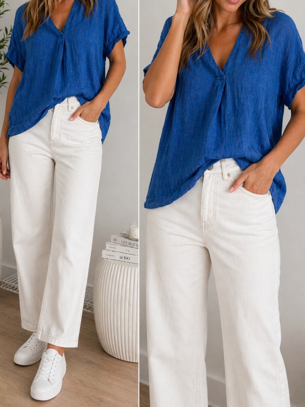Zanzea Royal Blue V-Neck Short Sleeve Tunic